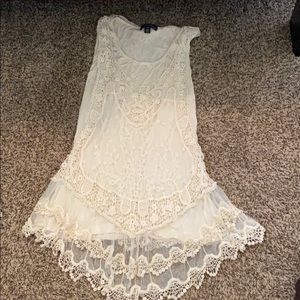 Cream laced tank top